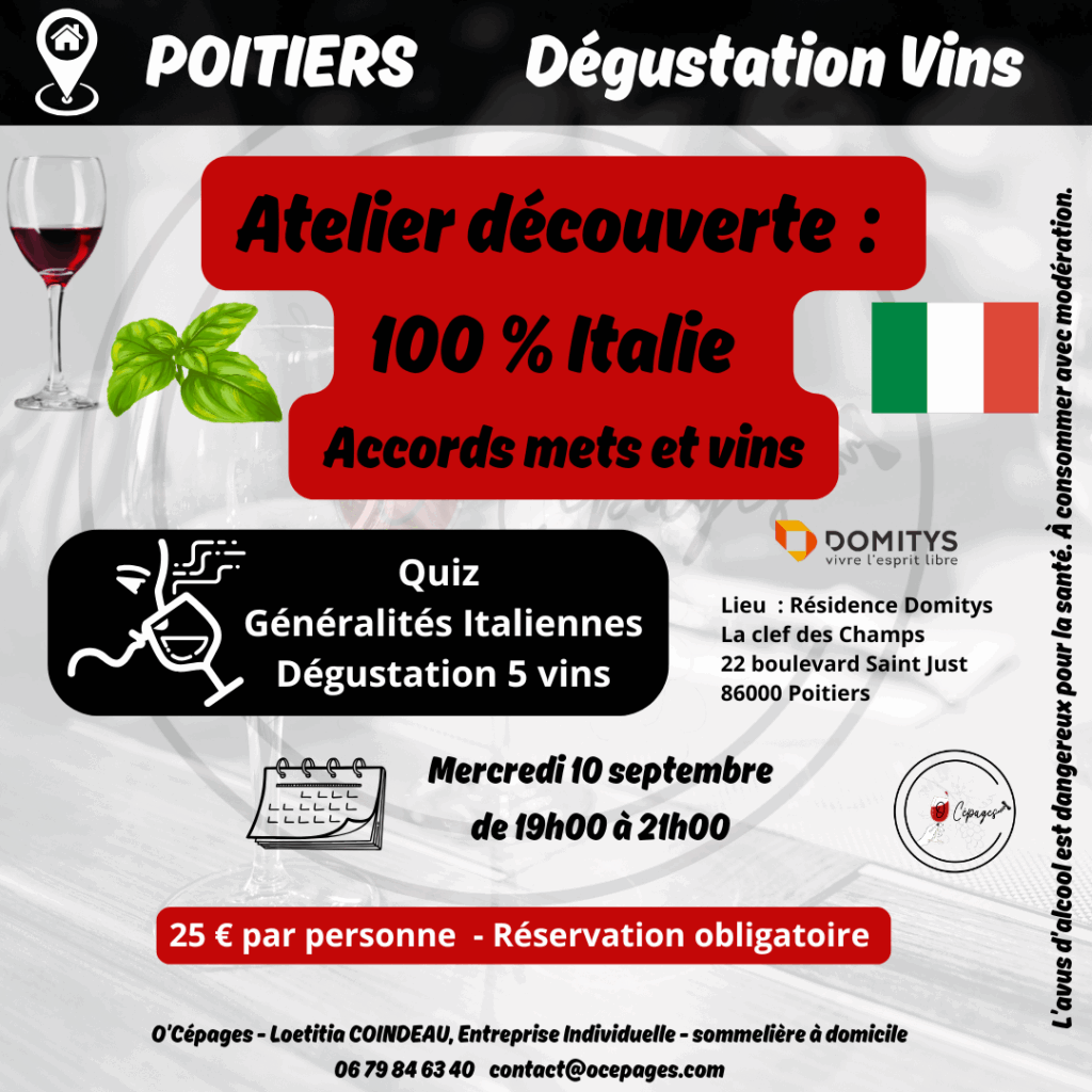 Dégustation vins sommelière a domicile vente de vins Poitiers