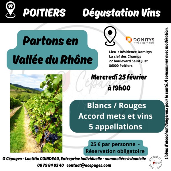 Dégustation vins sommelière a domicile vente de vins Poitiers